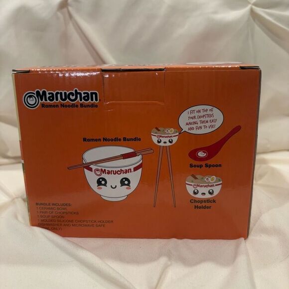 Maruchan Kawaii Face Ramen Lunch 4-Piece Noodle Ramen Bowl Set w/ Chopsticks NWT - Picture 7 of 7